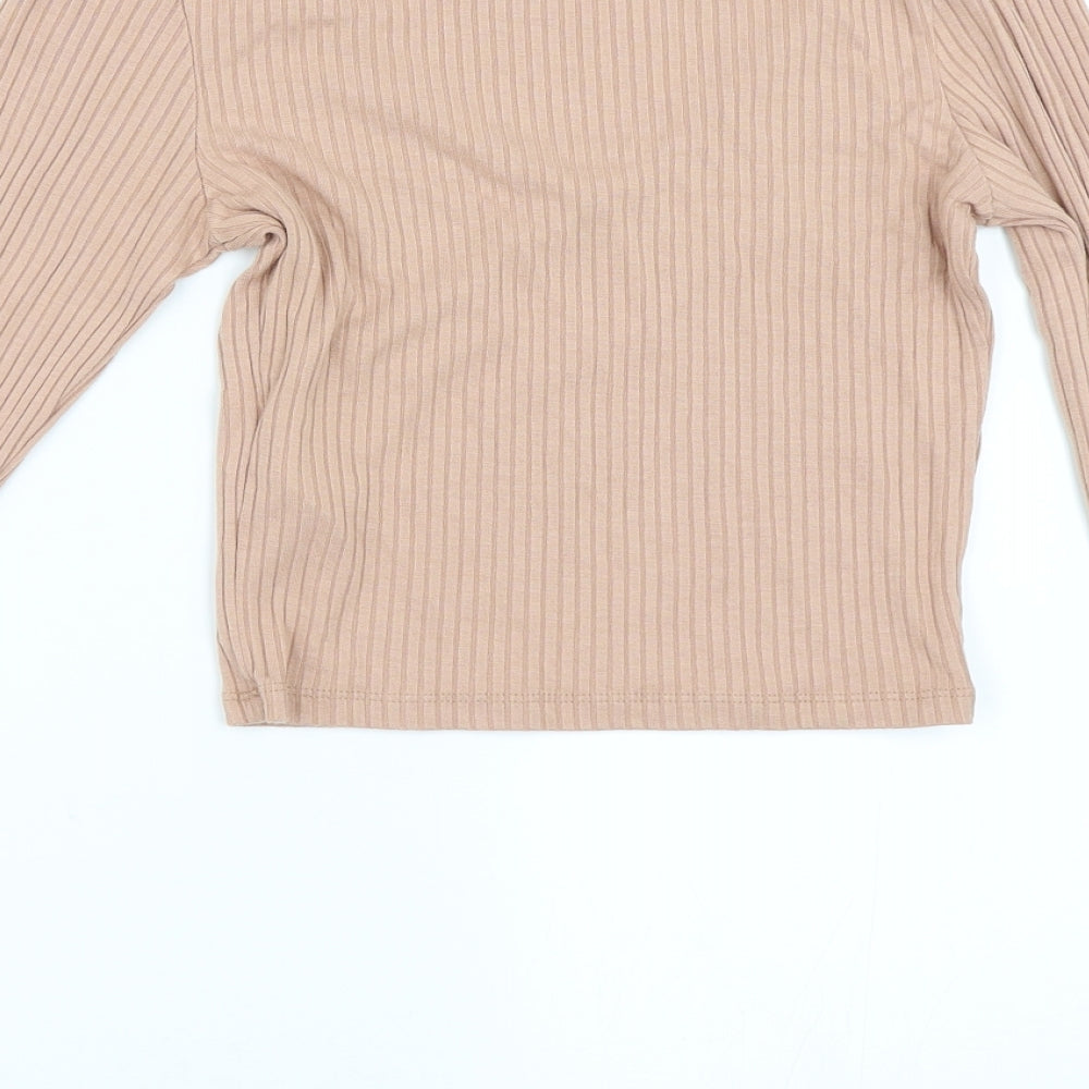 Womens UK Size 8 Topshop Beige Basic T-Shirt