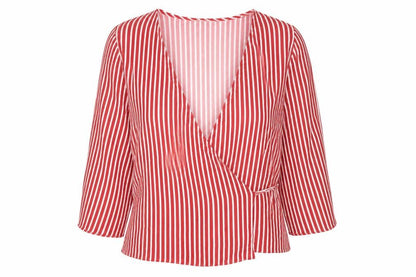 Womens UK Size 10 Papaya Red Wrap Blouse