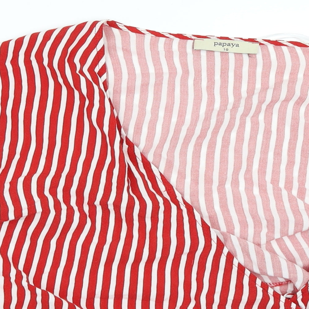 Womens UK Size 10 Papaya Red Wrap Blouse