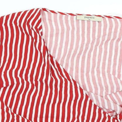 Womens UK Size 10 Papaya Red Wrap Blouse