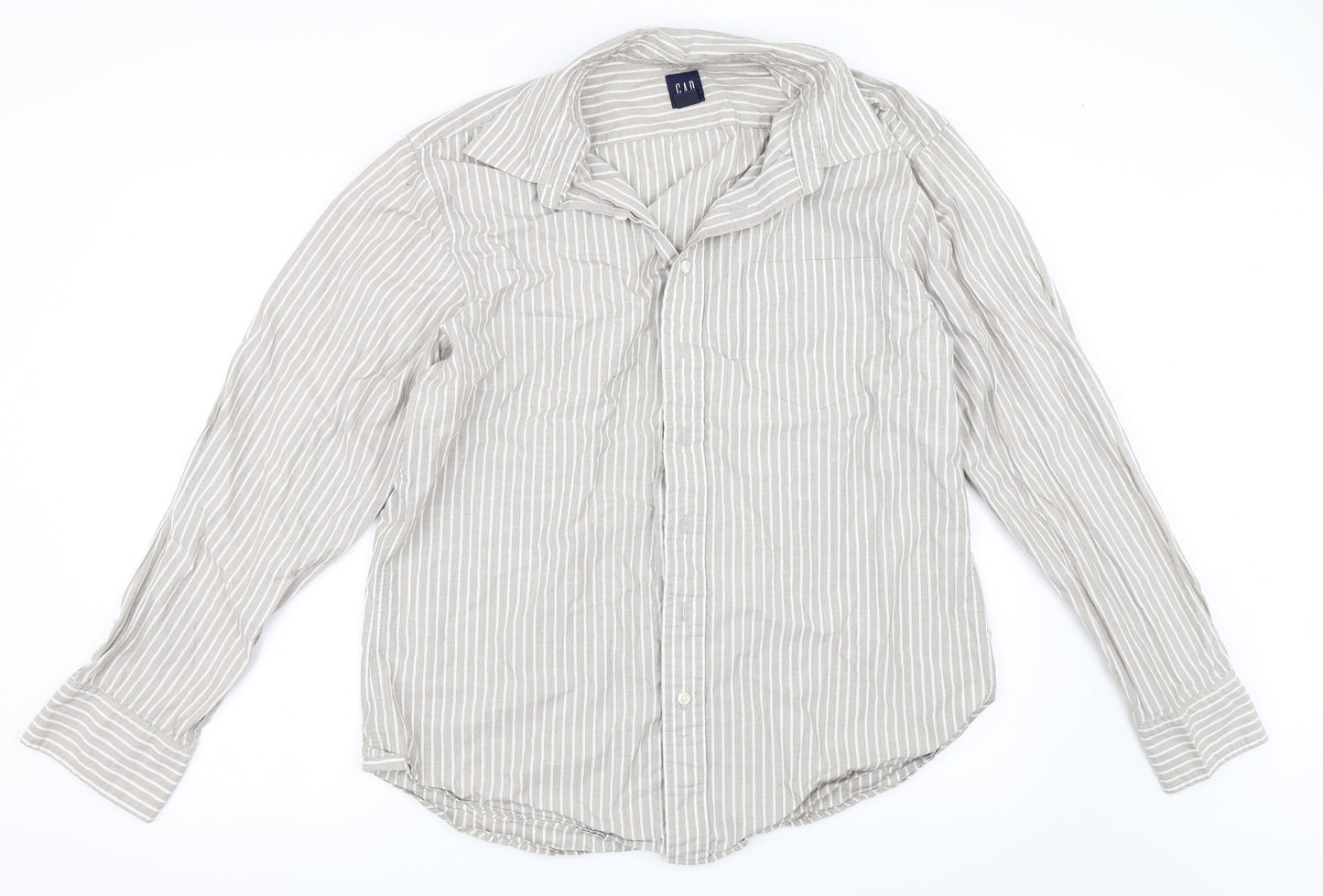 Mens UK Size XL Gap Beige  Button-Up Long Sleeve Casual Shirt