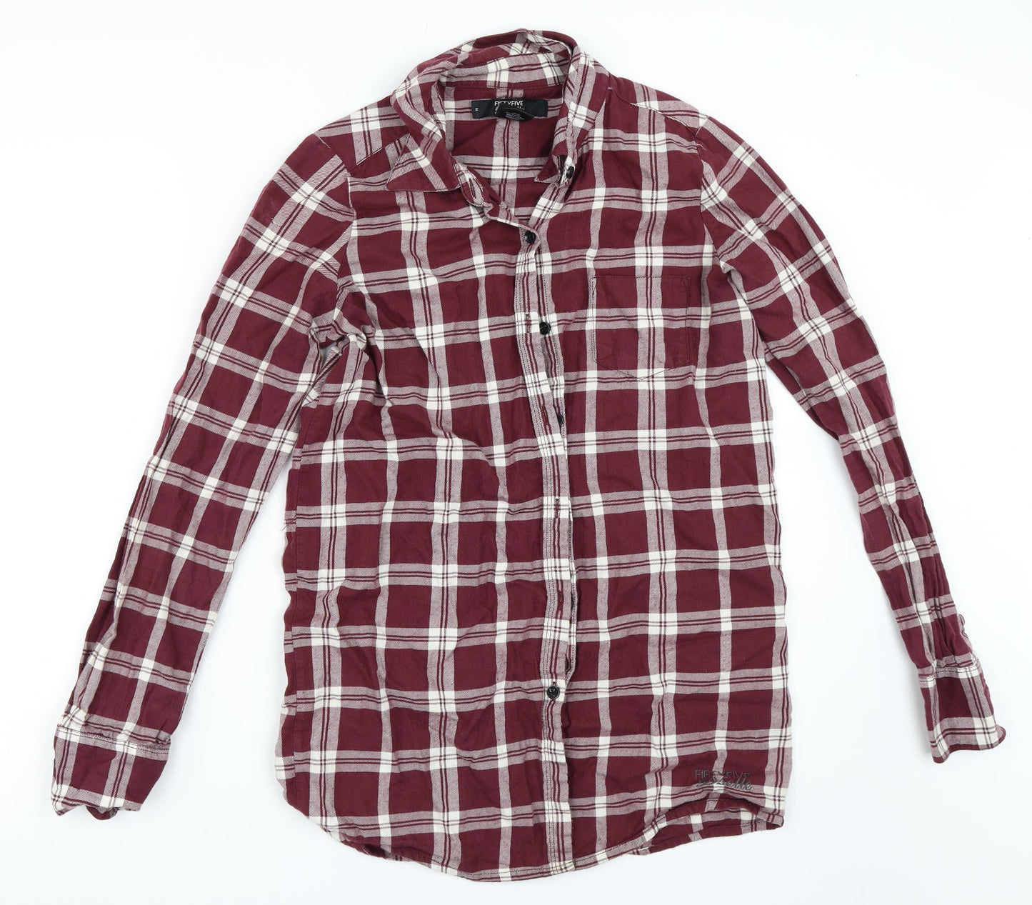 Fiftyfive Womens Red Check  Basic Blouse Size M