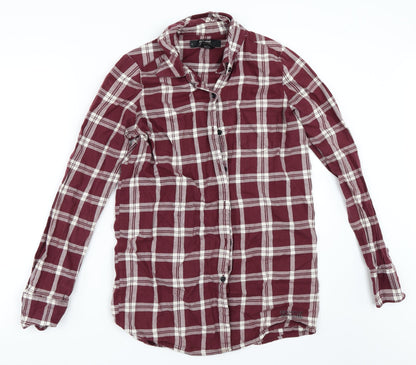 Fiftyfive Womens Red Check  Basic Blouse Size M
