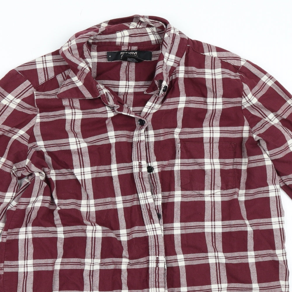Fiftyfive Womens Red Check  Basic Blouse Size M
