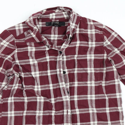 Fiftyfive Womens Red Check  Basic Blouse Size M