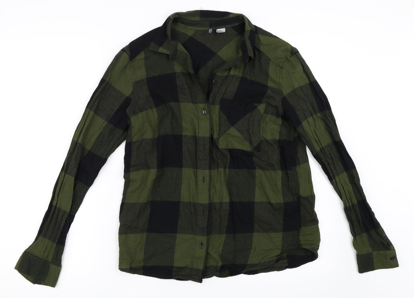 Womens UK Size 36 H&M Green Basic Button-Up