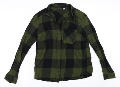 Womens UK Size 36 H&M Green Basic Button-Up
