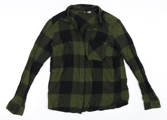 Womens UK Size 36 H&M Green Basic Button-Up