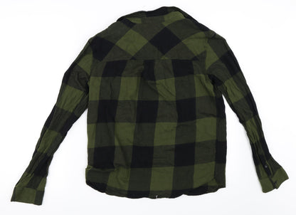 Womens UK Size 36 H&M Green Basic Button-Up