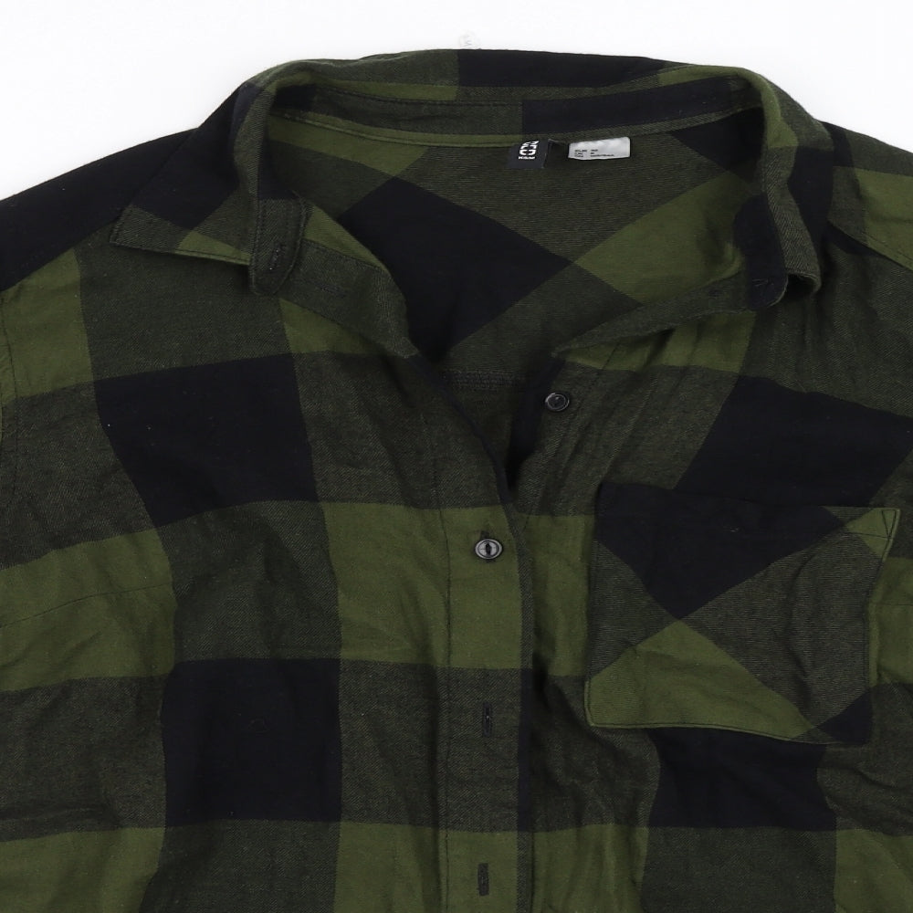 Womens UK Size 36 H&M Green Basic Button-Up