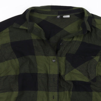 Womens UK Size 36 H&M Green Basic Button-Up