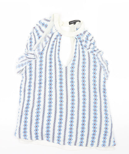 CAMEO ROSE Womens Blue Geometric  Basic Blouse Size 12
