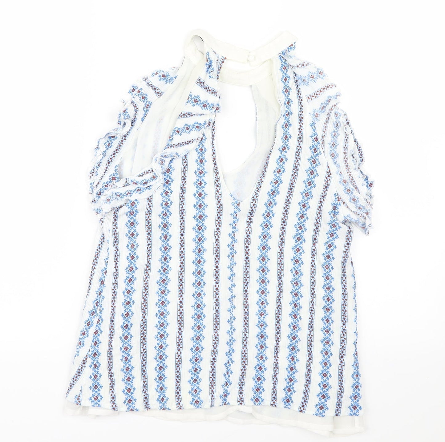 CAMEO ROSE Womens Blue Geometric  Basic Blouse Size 12