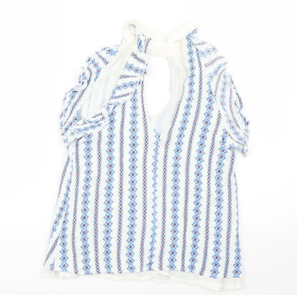 CAMEO ROSE Womens Blue Geometric  Basic Blouse Size 12