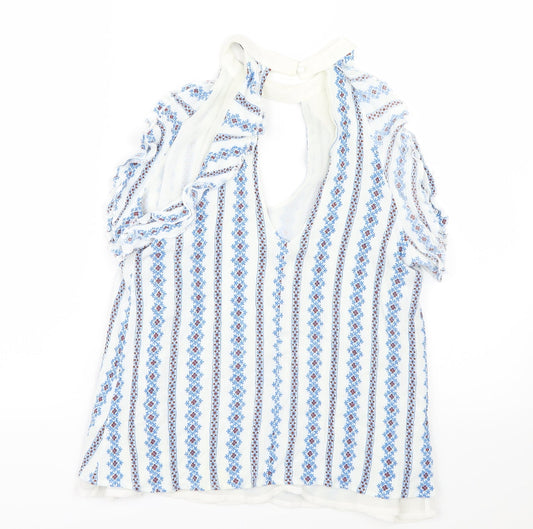 CAMEO ROSE Womens Blue Geometric  Basic Blouse Size 12