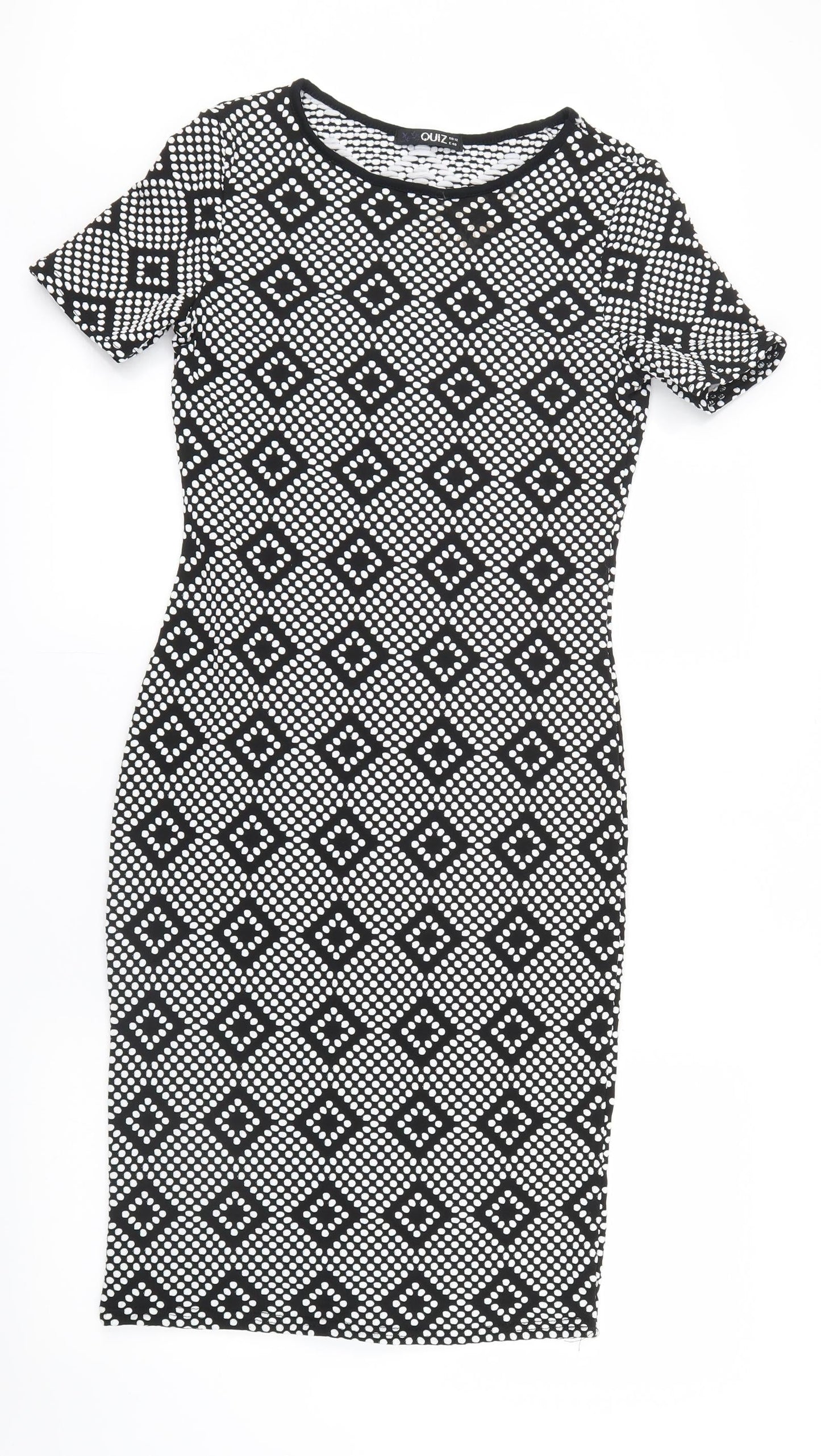 Quiz Womens Black Geometric  Shirt Dress  Size 12