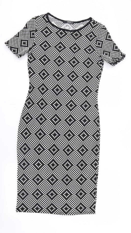 Quiz Womens Black Geometric  Shirt Dress  Size 12