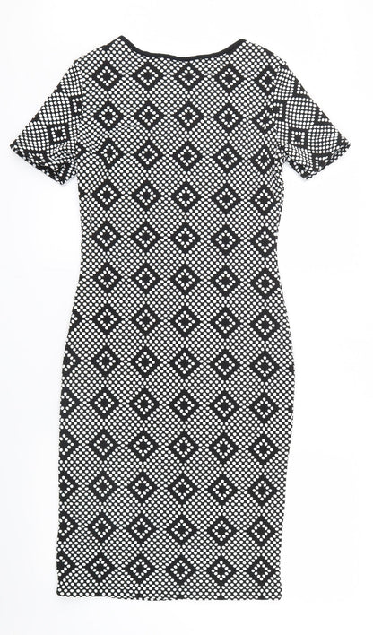 Quiz Womens Black Geometric  Shirt Dress  Size 12