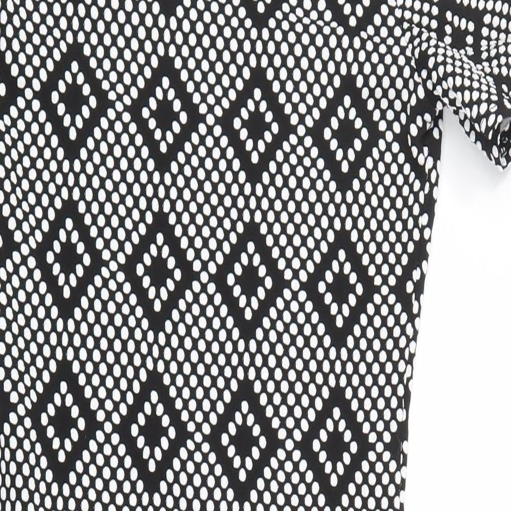 Quiz Womens Black Geometric  Shirt Dress  Size 12