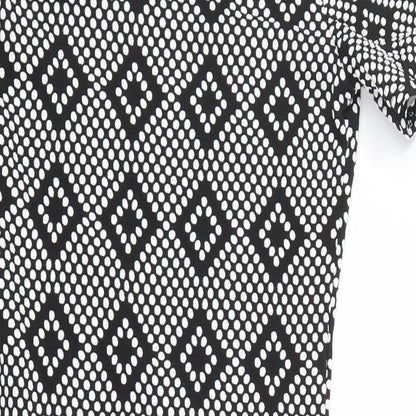 Quiz Womens Black Geometric  Shirt Dress  Size 12