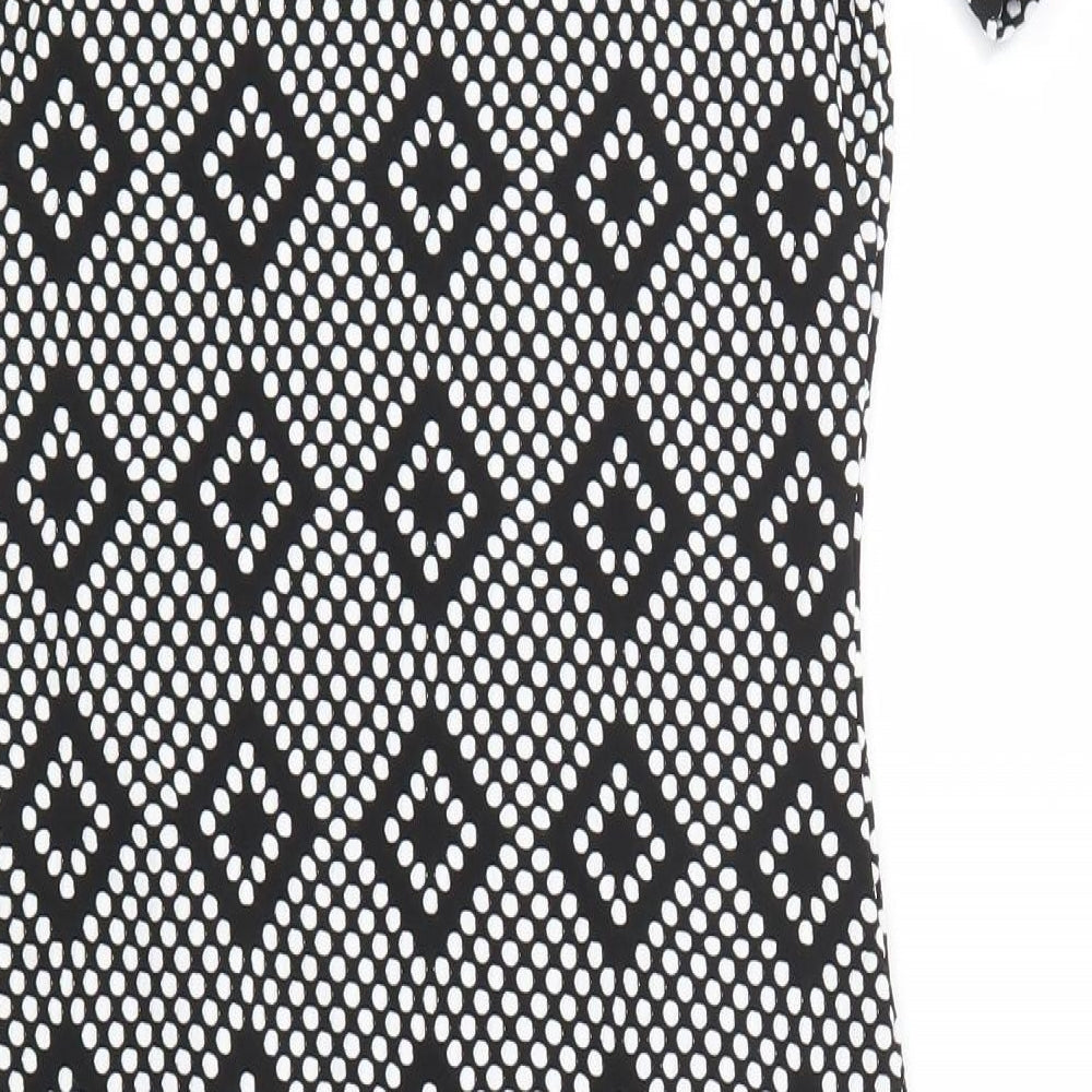 Quiz Womens Black Geometric  Shirt Dress  Size 12