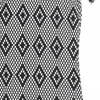 Quiz Womens Black Geometric  Shirt Dress  Size 12