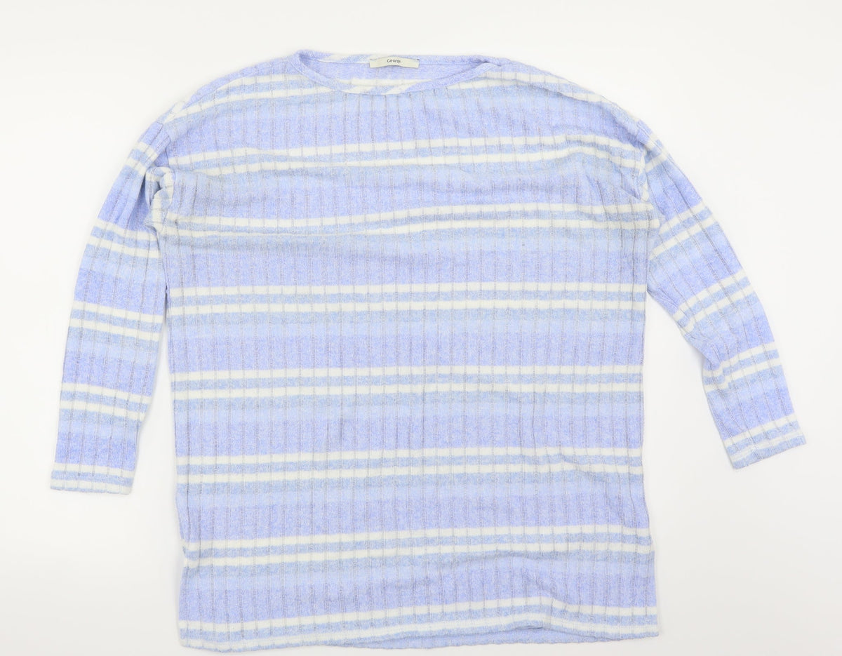George Womens Blue Striped  Pullover Jumper Size 12