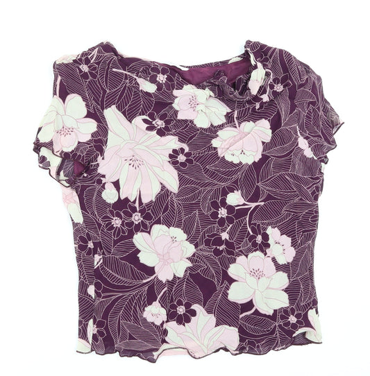Berkertex Womens Purple Floral  Basic Blouse Size 16