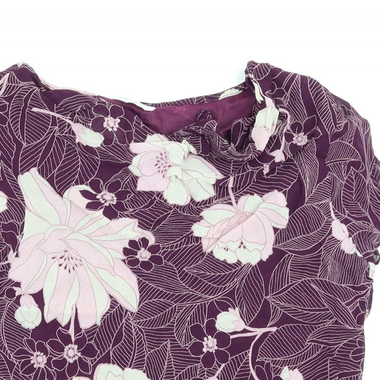 Berkertex Womens Purple Floral  Basic Blouse Size 16