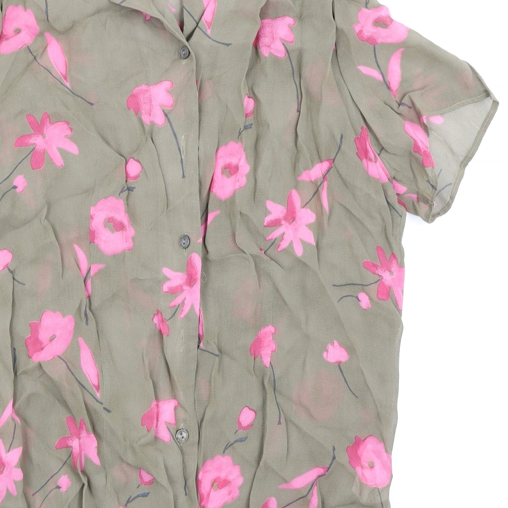 Casablanca Womens Green Floral  Basic Button-Up Size 16