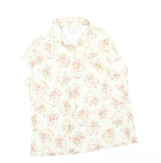 Berkertex Womens Yellow Floral  Basic Button-Up Size 16