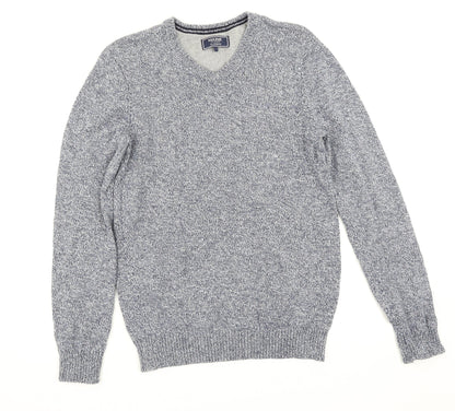 Maine New England Mens Blue Herringbone  Pullover Jumper Size S