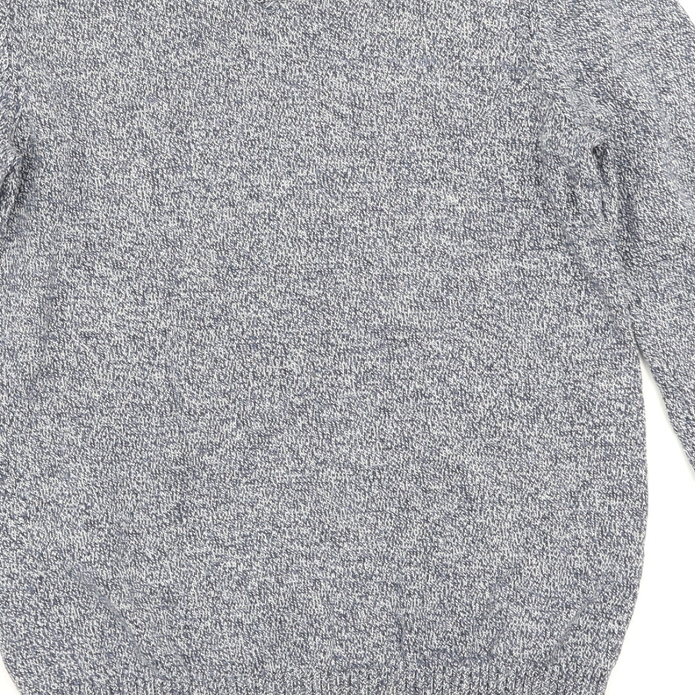 Maine New England Mens Blue Herringbone  Pullover Jumper Size S