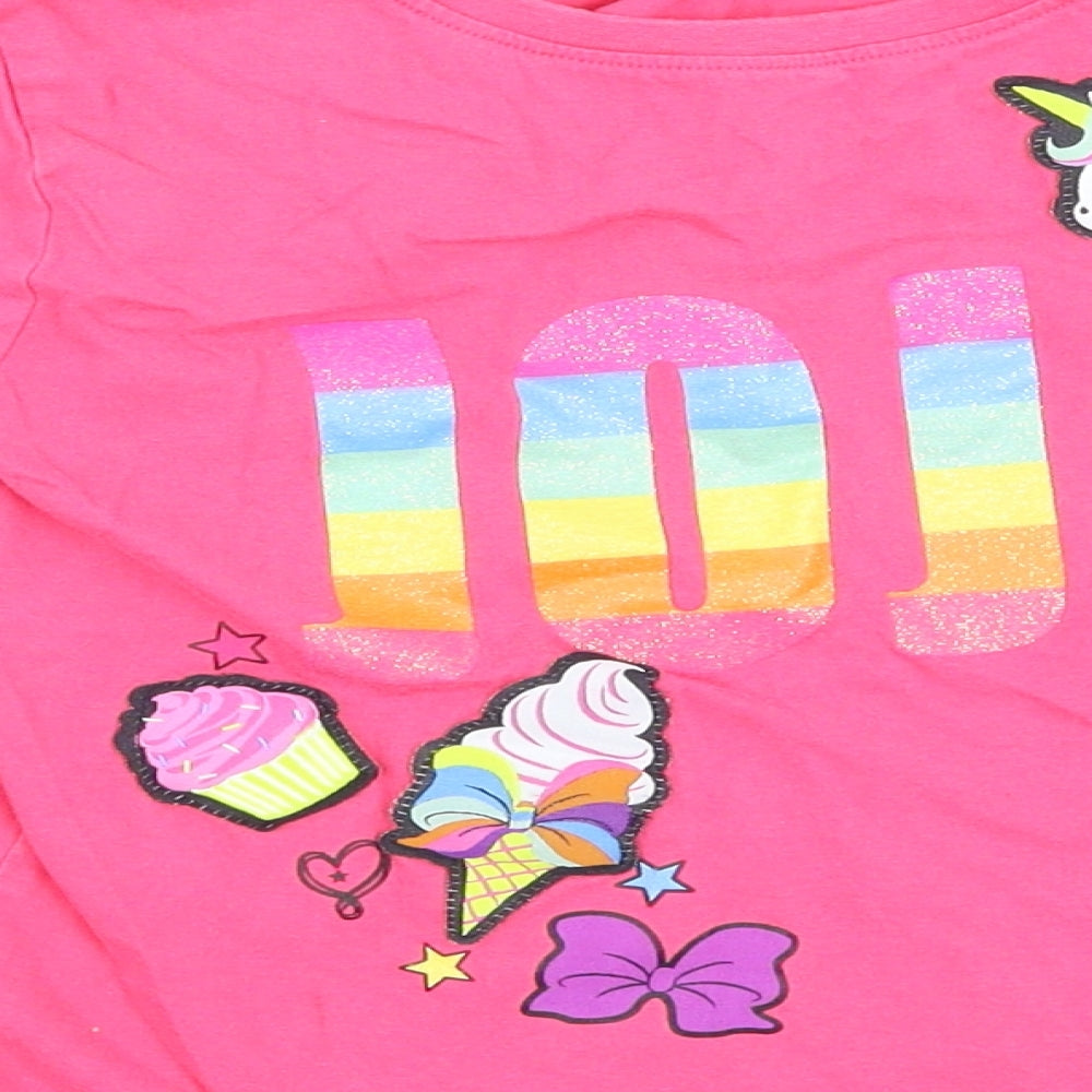 JoJo Silva Girls Pink   Basic T-Shirt Size 6-7 Years  - Unicorns