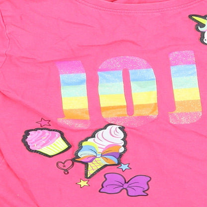JoJo Silva Girls Pink   Basic T-Shirt Size 6-7 Years  - Unicorns