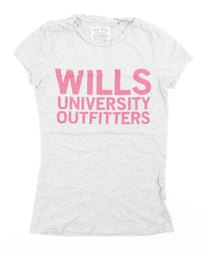 Jack Wills Womens Grey   Basic T-Shirt Size 8