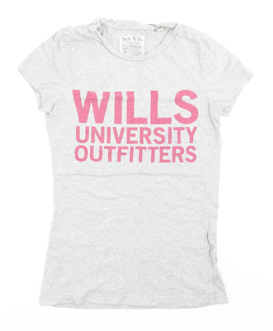 Jack Wills Womens Grey   Basic T-Shirt Size 8