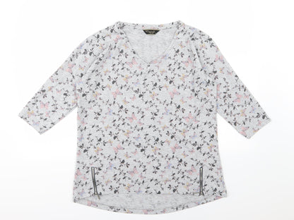 Originals Womens Grey Floral Knit Pullover Jumper Size 14