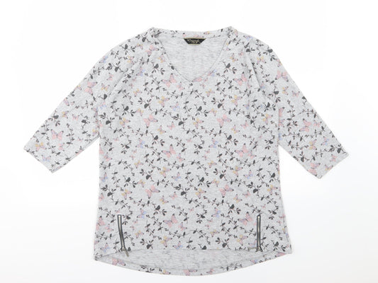 Originals Womens Grey Floral Knit Pullover Jumper Size 14