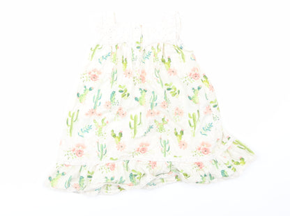mantanay  Beige Floral  Skater Dress  Size 12-18 Months