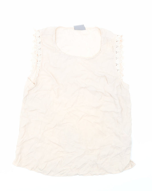 Womens UK Size 8 VERO MODA Beige Basic Blouse