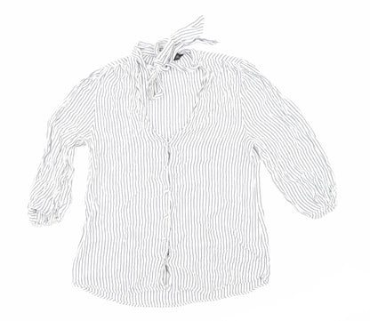 F&F Womens Blue Striped  Basic Button-Up Size 12