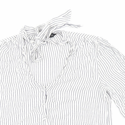 F&F Womens Blue Striped  Basic Button-Up Size 12