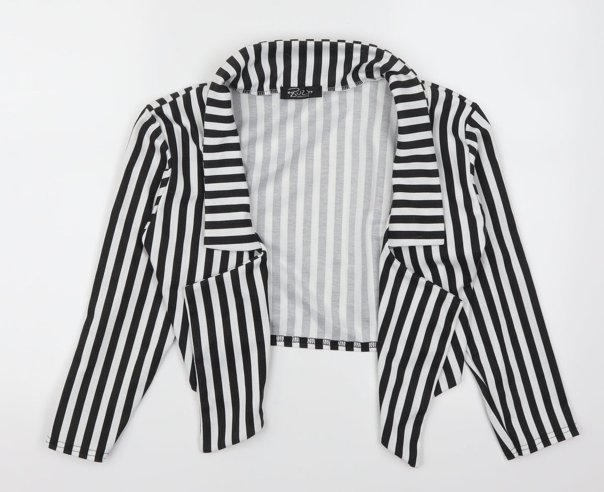 Buzy Womens Black Striped  Jacket  Size S