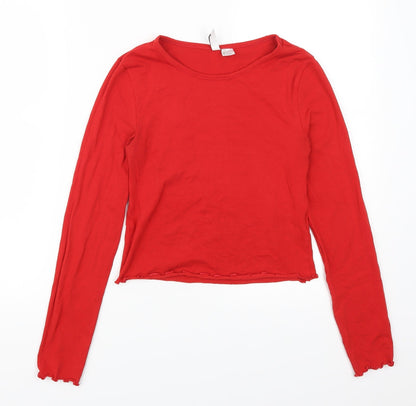 Womens UK Size S H&M Red Cropped T-Shirt