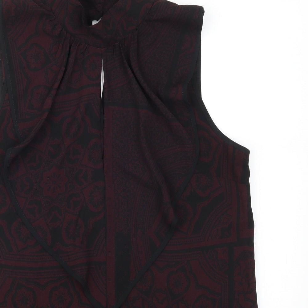 Rext Womens Purple Geometric  Basic Blouse Size 12