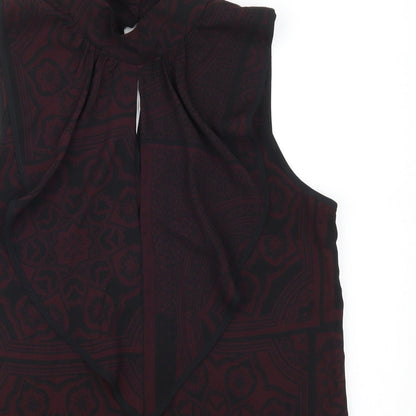 Rext Womens Purple Geometric  Basic Blouse Size 12