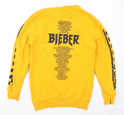 H&M Womens Yellow   Pullover Sweatshirt Size XS  - Team Bieber Justin Bieber