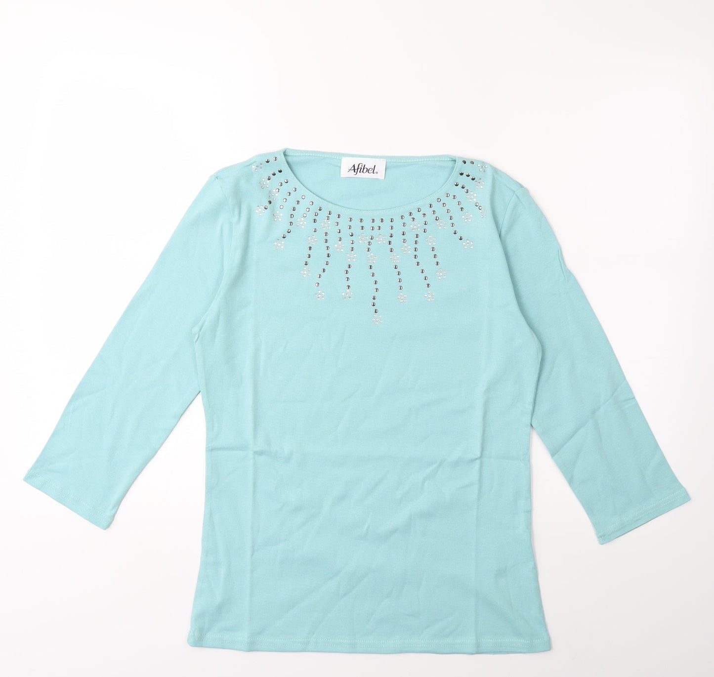 Womens UK Size 10 Afibel Green Basic T-Shirt