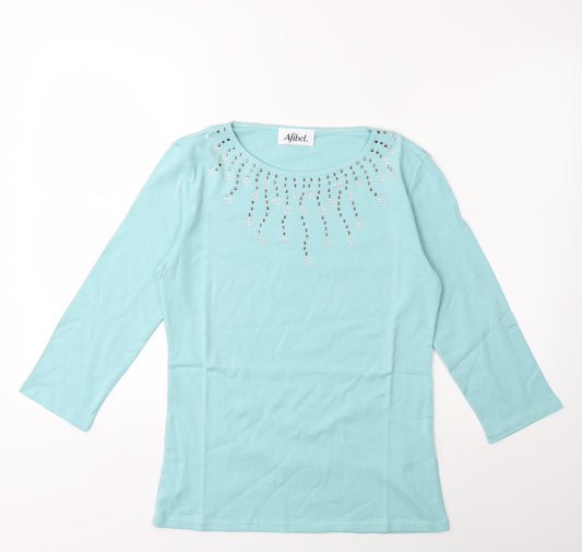 Womens UK Size 10 Afibel Green Basic T-Shirt